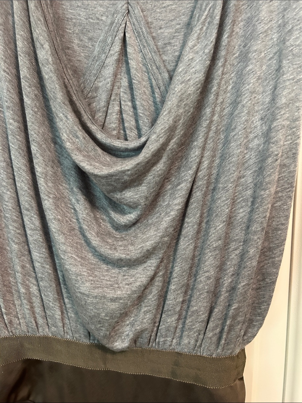 Alexander Wang Gray Ribbed Knit Top with Twist Detail - Picture 3 of 9